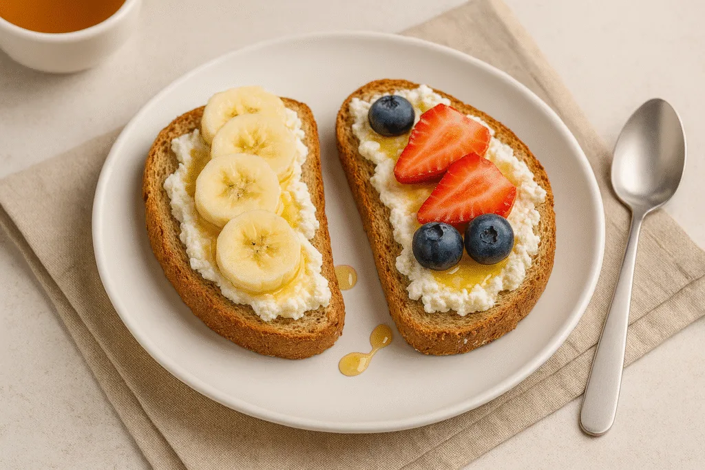 Tostadas integrales con ricota y miel