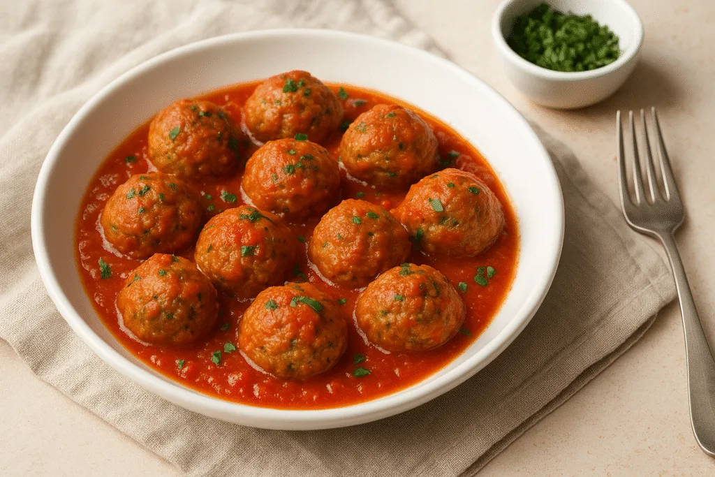 Albóndigas de carne magra con salsa ligera