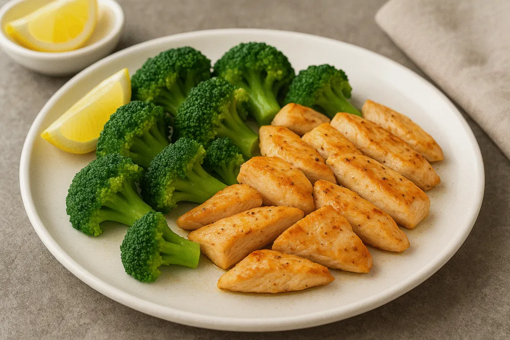 Almuerzo Bajo en Carbohidratos con Pollo y Brócoli