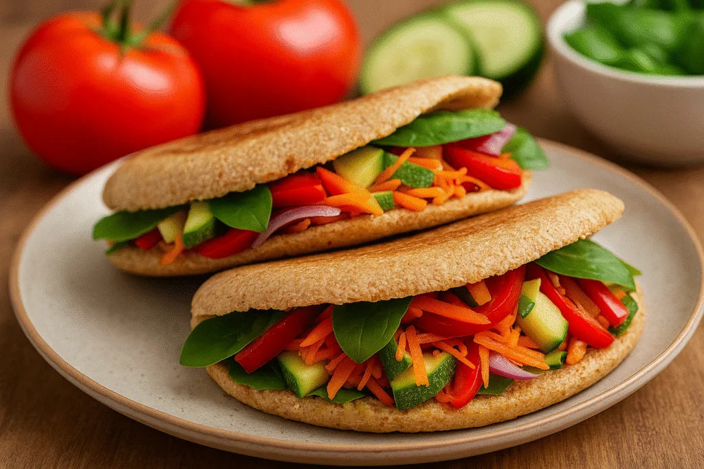 Arepas integrales rellenas de vegetales