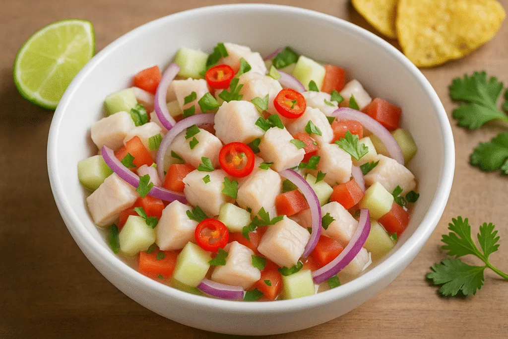 Ceviche de pescado ligero