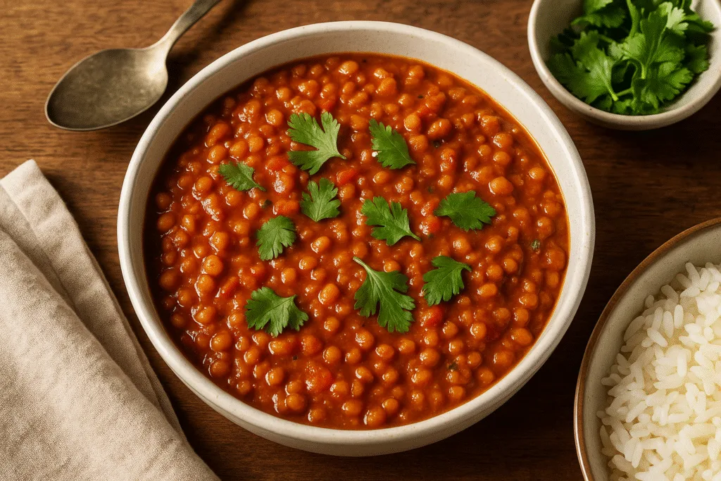 Curry de lentejas con tomate y especias