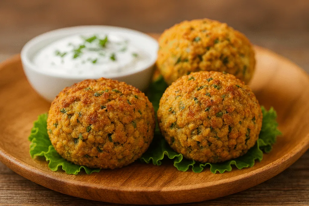 Falafel al horno con salsa de yogur