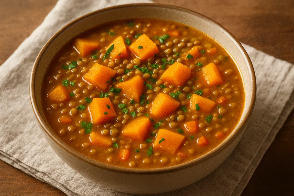 Guiso de zapallo y lentejas