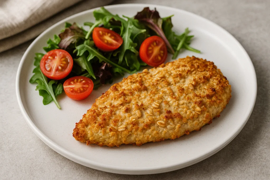 Milanesa de pollo al horno con avena