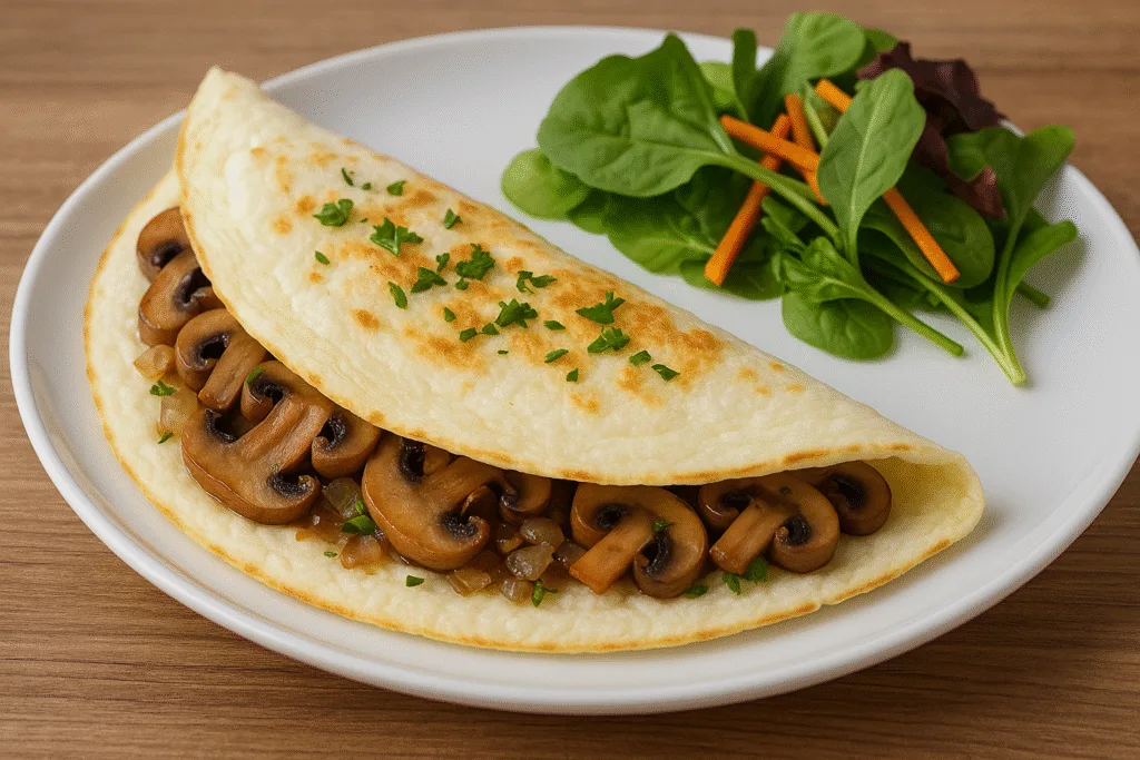 Omelette de claras con champiñones