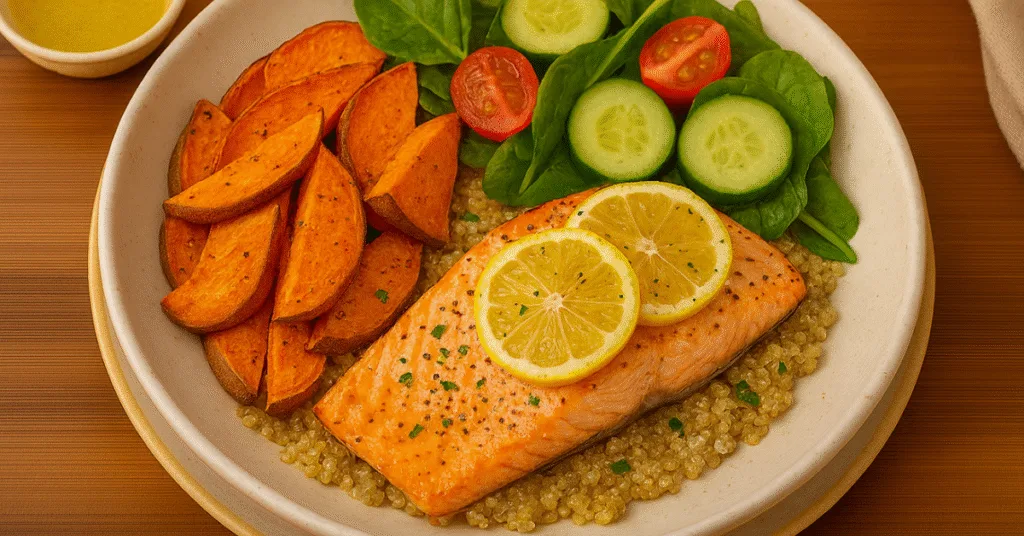 Salmón al horno con batata