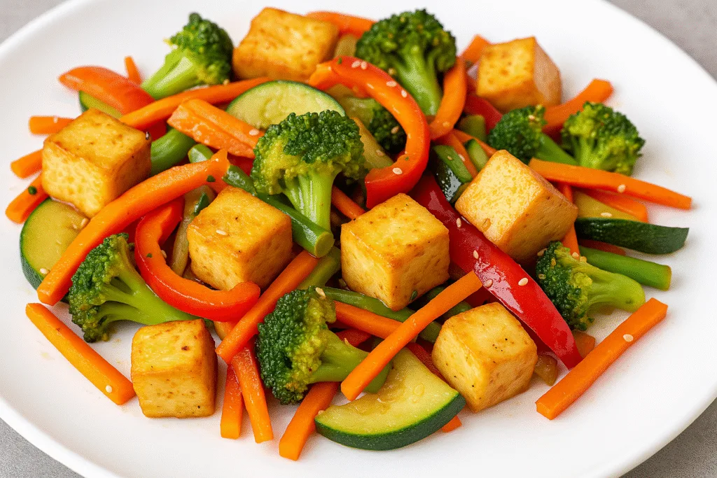Salteado exprés de tofu y verduras