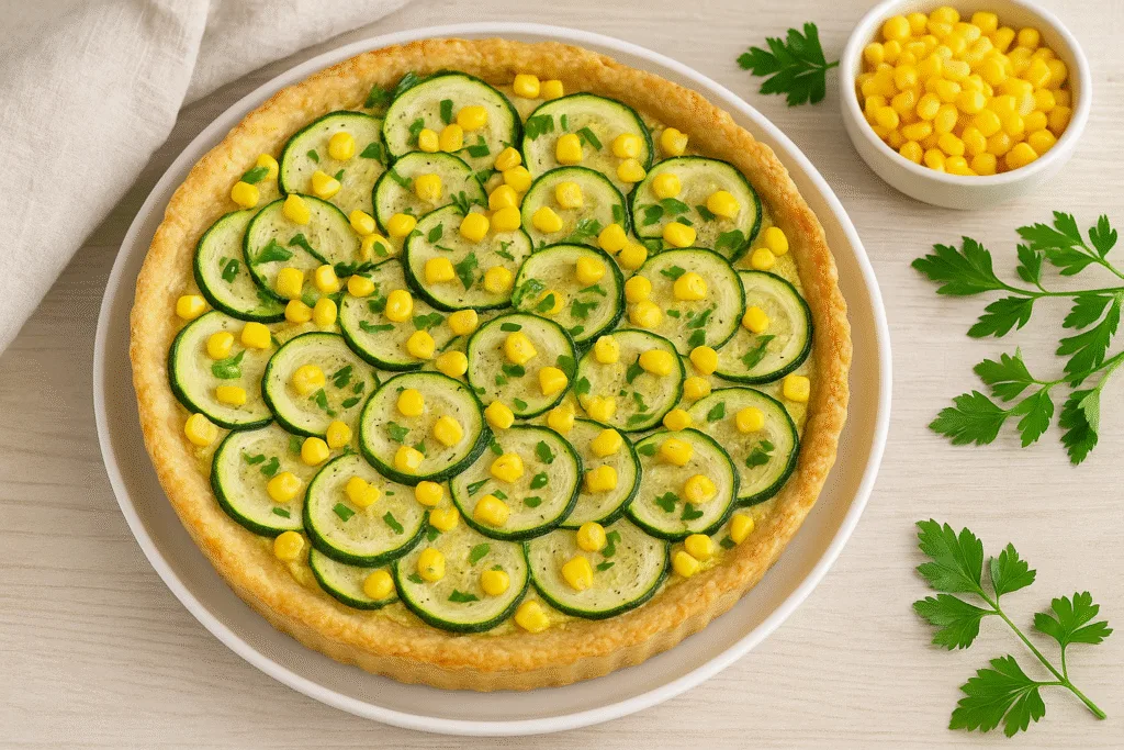 Tarta vegana de zapallito y maíz