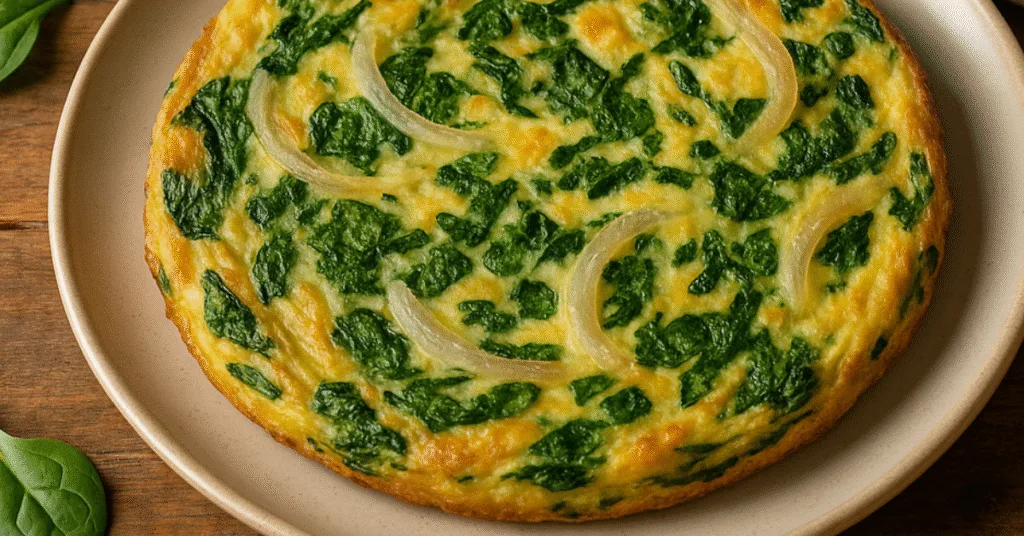 Tortilla de espinaca y cebolla