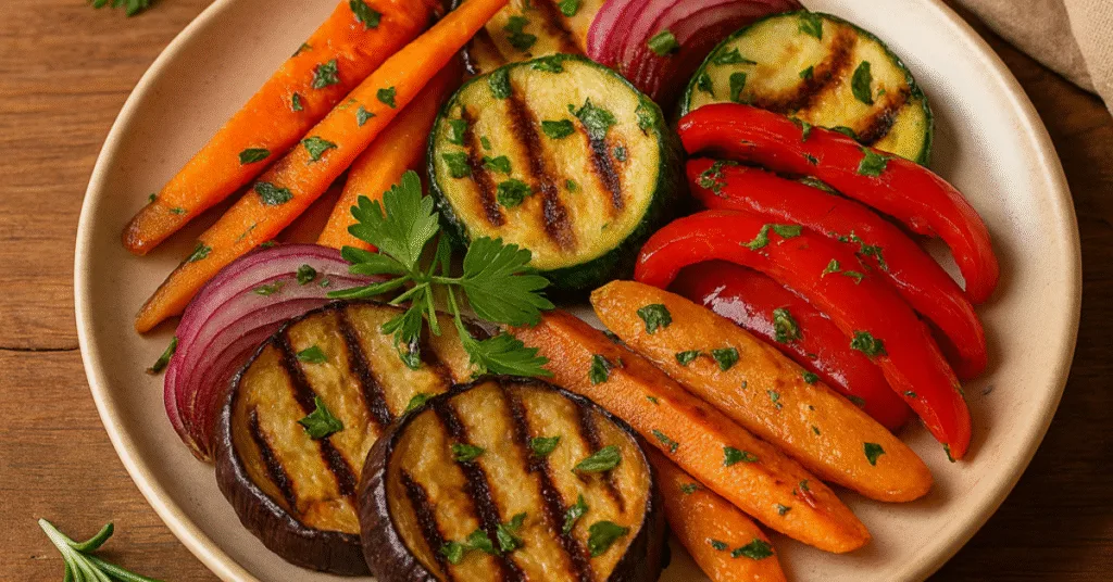 Vegetales grillados con hierbas frescas