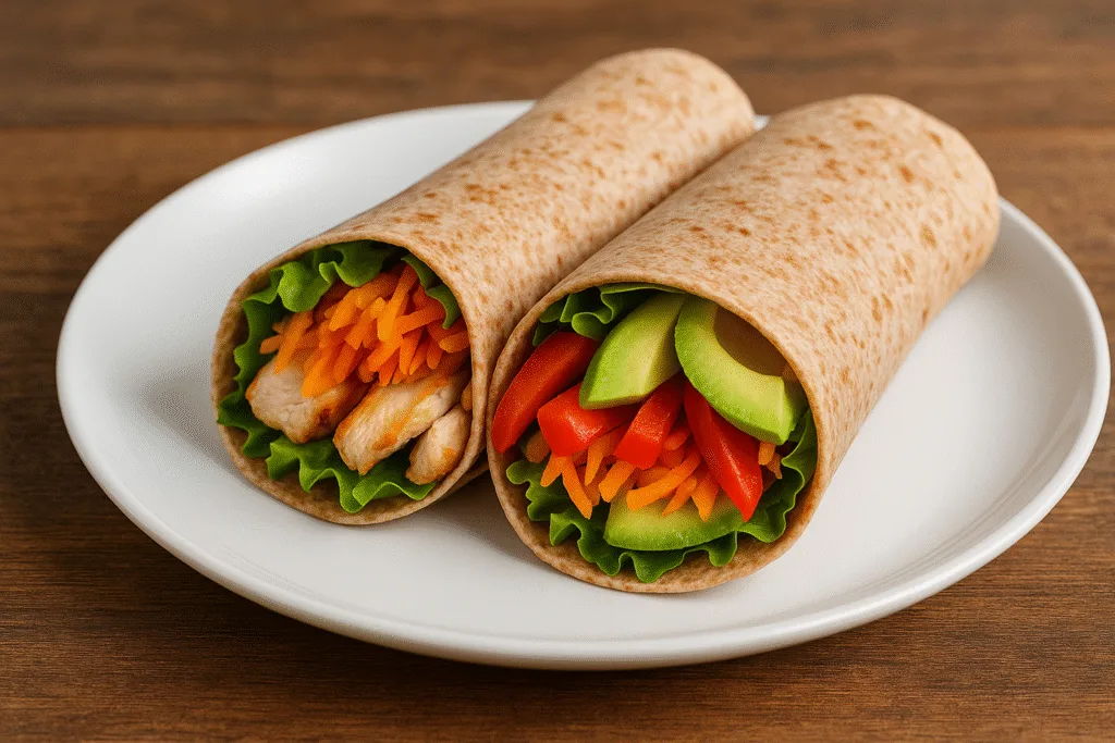 Wrap integral con pollo y vegetales