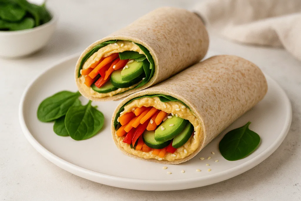 Wrap vegano con hummus y vegetales
